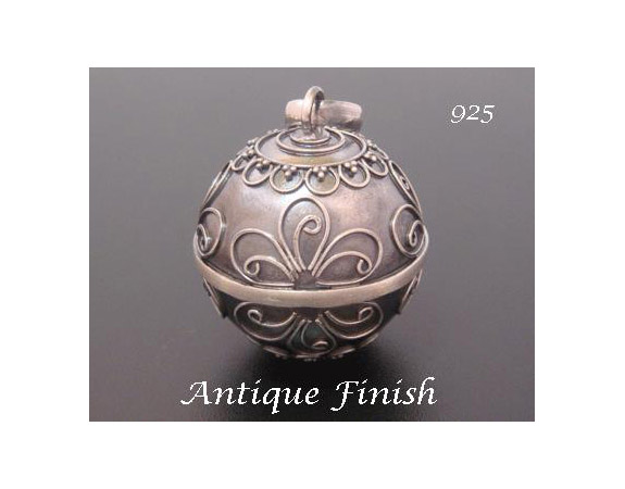 Harmony Ball 18mm with Antique Sterling Silver Embossed Finish - Click Image to Close